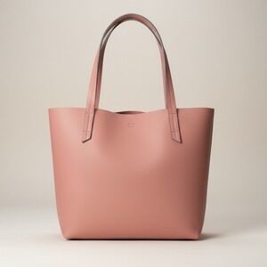 Indigo Pink Pebbled Faux Leather Tote Bag Large Minimalist Shopper Dusty Rose